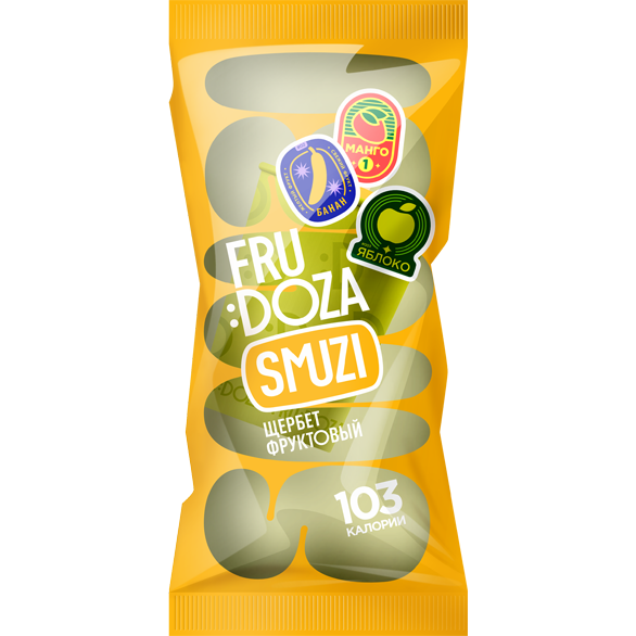 «FRUDOZA SMUZI» десерт взбитый замороженный. Щербет фруктовый манго-банан-яблоко «FRUDOZA SMUZI» десерт взбитый замороженный. Щербет фруктовый манго-банан-яблоко